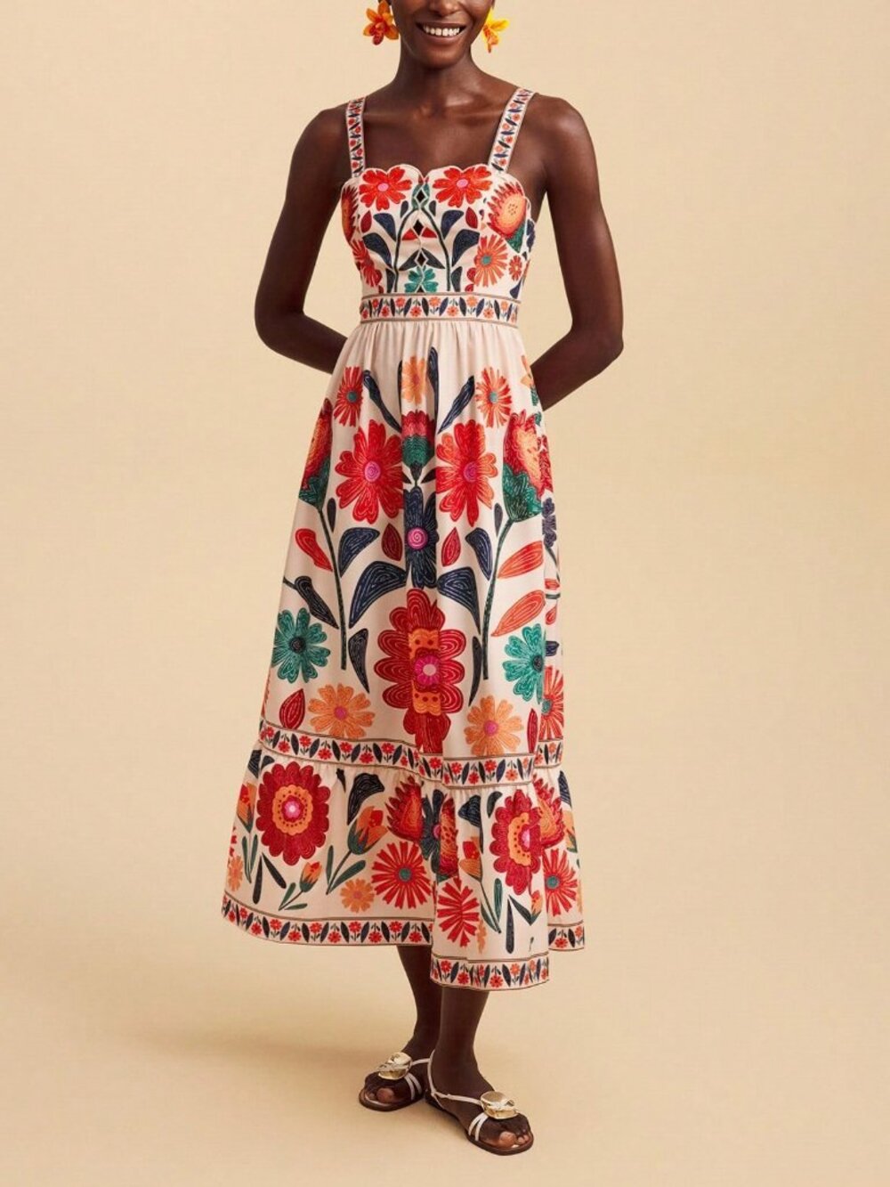 Multicolor Boho Women's Floral Print Camisole Dress - Picture 5 of 7